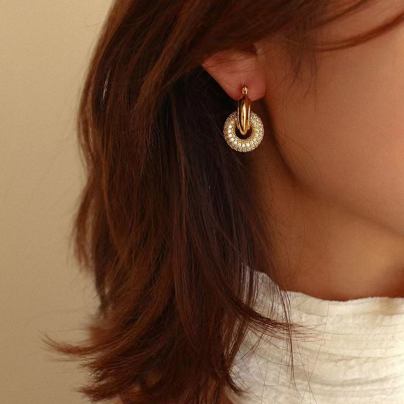 Interlocking Double Hoop Dangle Earrings