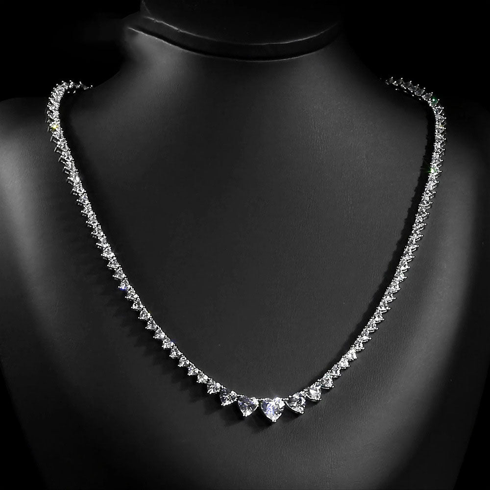 Heart Graduated Tennis Necklace
