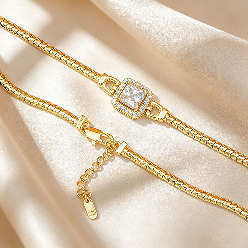 Halo Snake Chain Bracelet With Diamond Accents