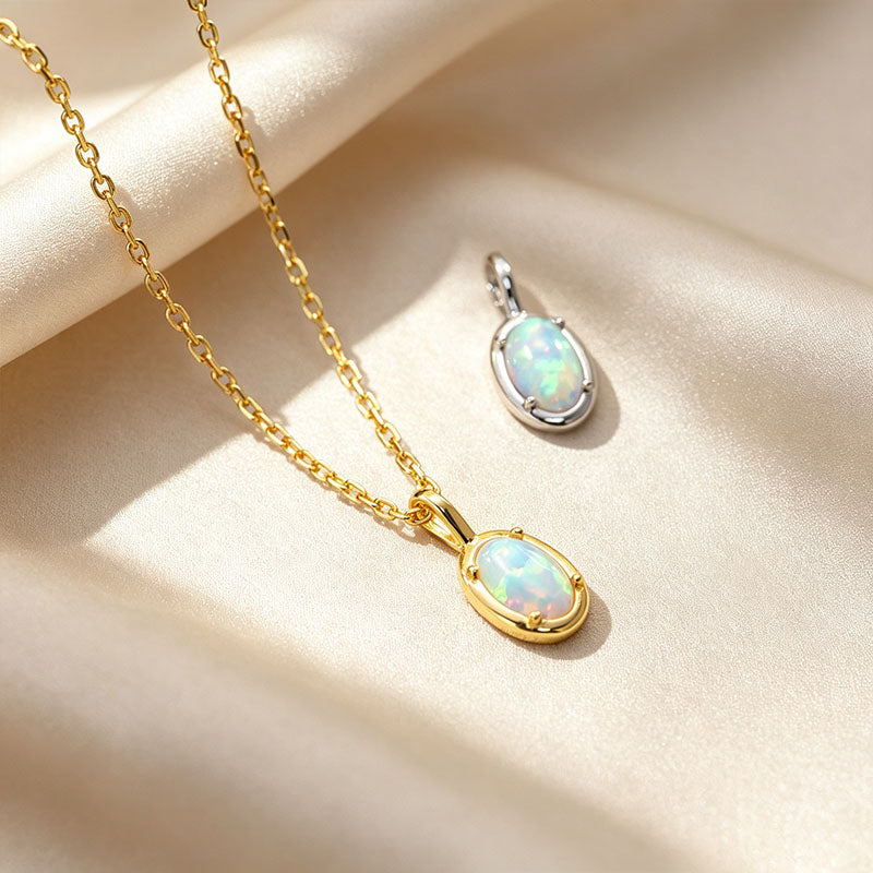 Oval Opal Pendant Necklace