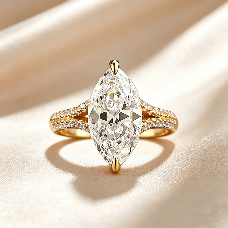 2-Prong Marquise Paved Band Ring