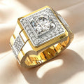 Square Double Halo Wide Men's Ring