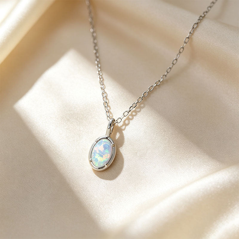 Oval Opal Pendant Necklace