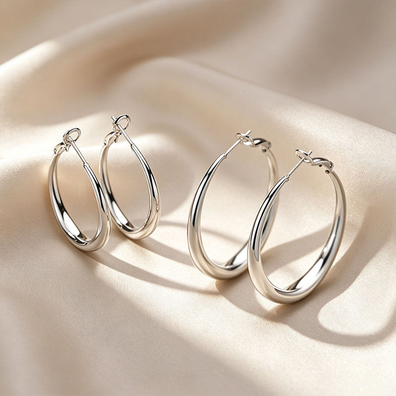 Smooth, Chunky Round Hoop Earrings
