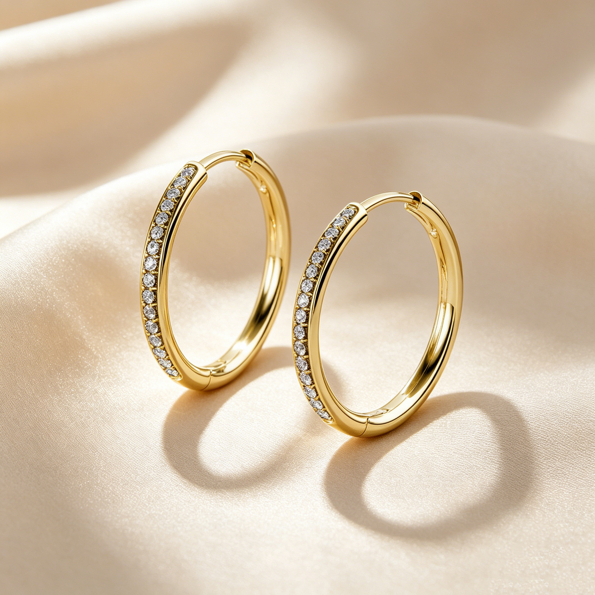 Radiant Line Pavé Hoop Earrings