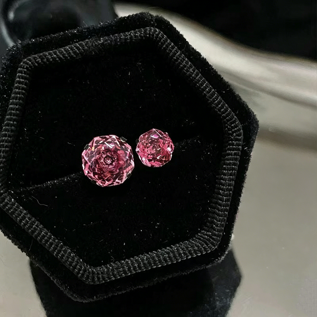 Fireworks Cut Colored Gem Stud Earrings