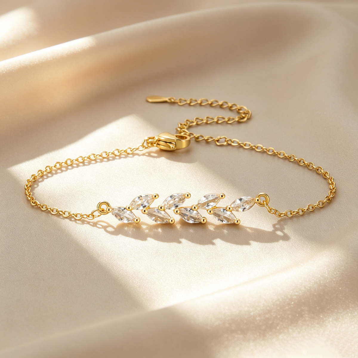 Marquise Moissanite Olive Branch Bracelet