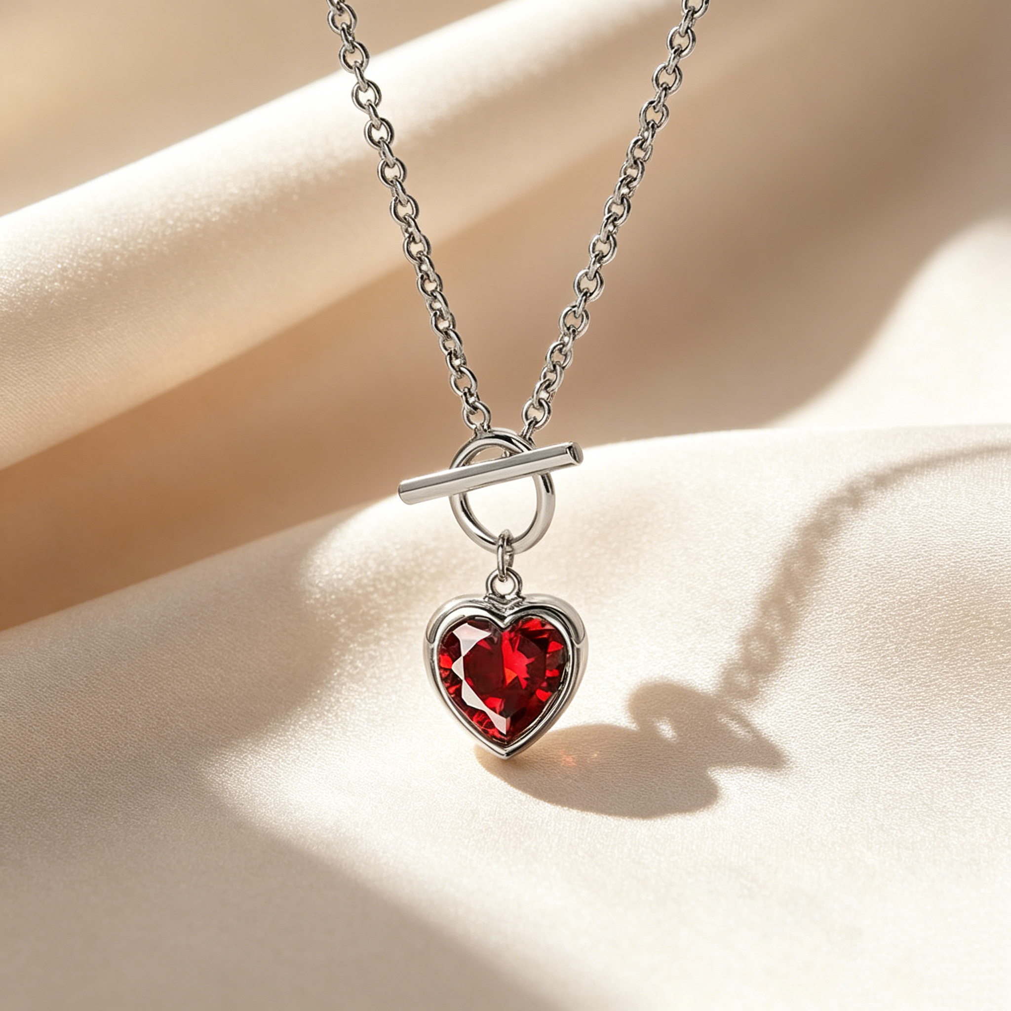 Heart Gemstone OT Clasp Necklace
