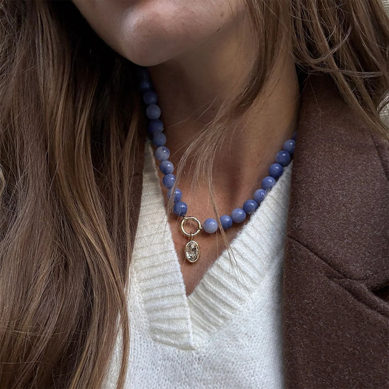 Minimalist round stone bead necklace