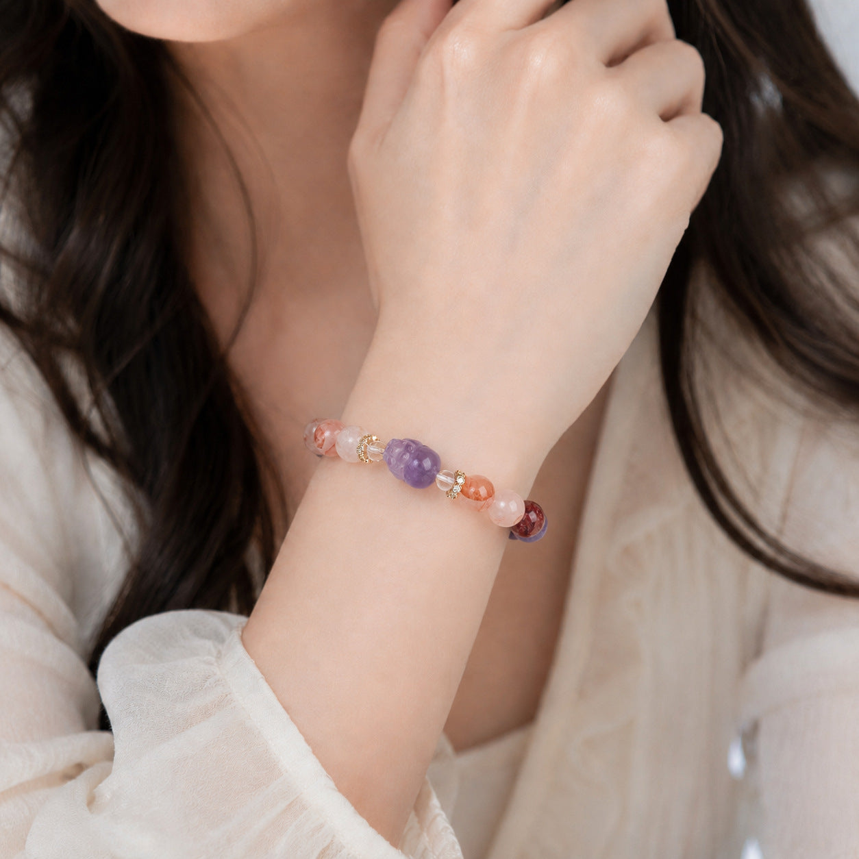 Natural Amethyst Beaded Bracelet