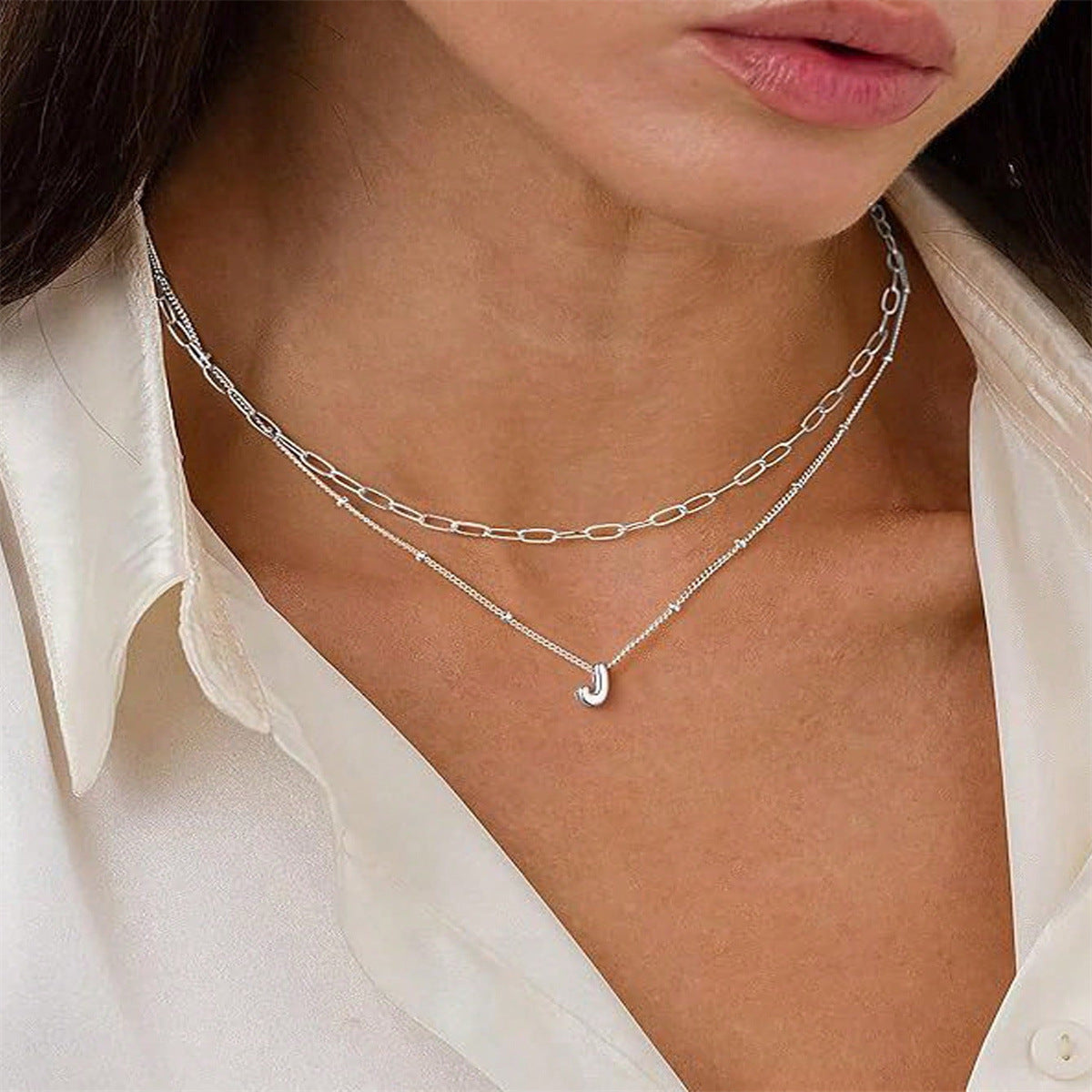 Minimalist Layered Letter Necklace