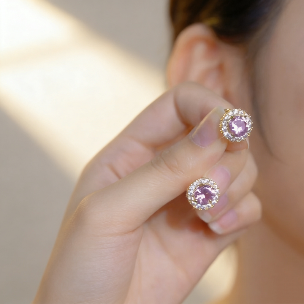 Amethyst & Diamond Earrings