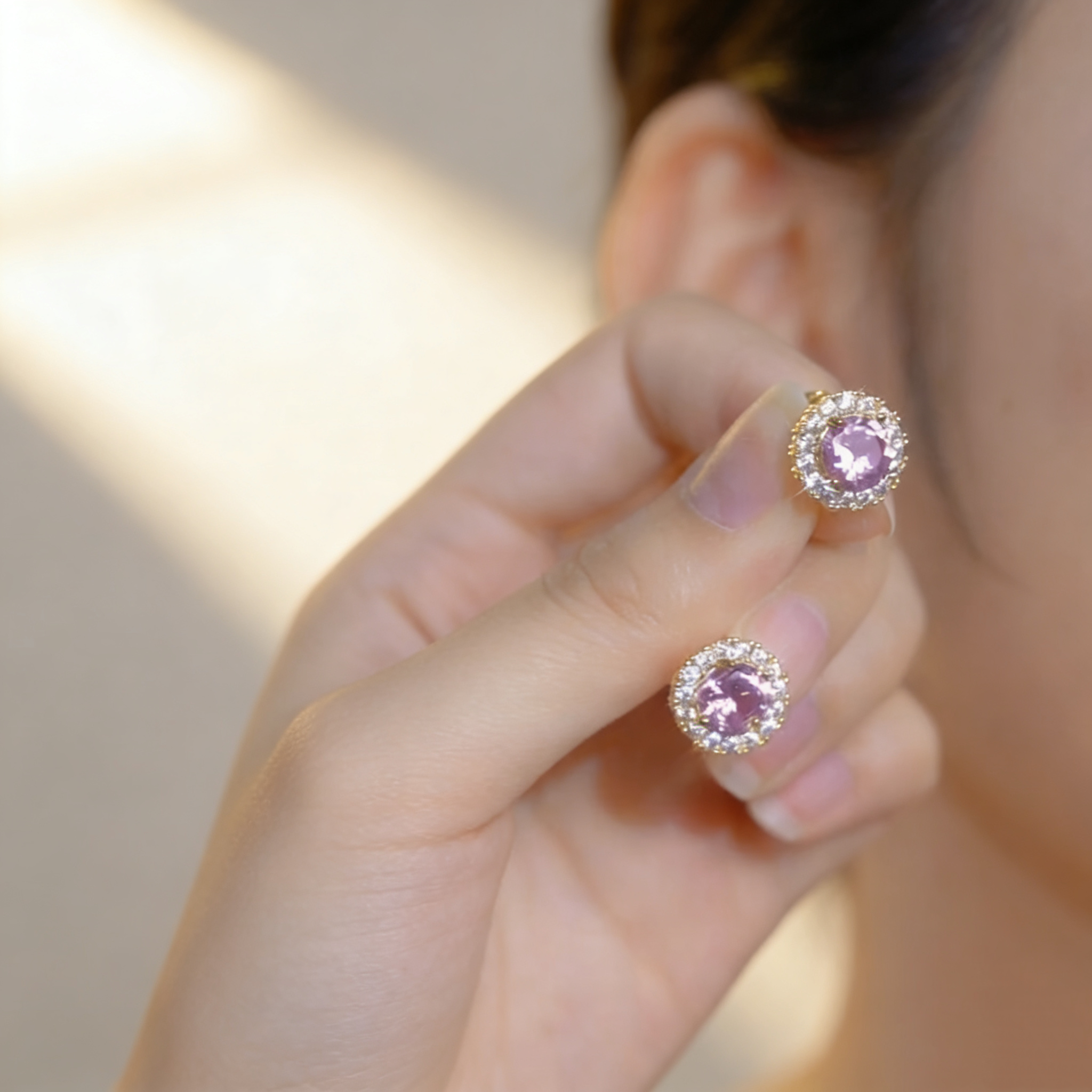 Amethyst & Diamond Earrings