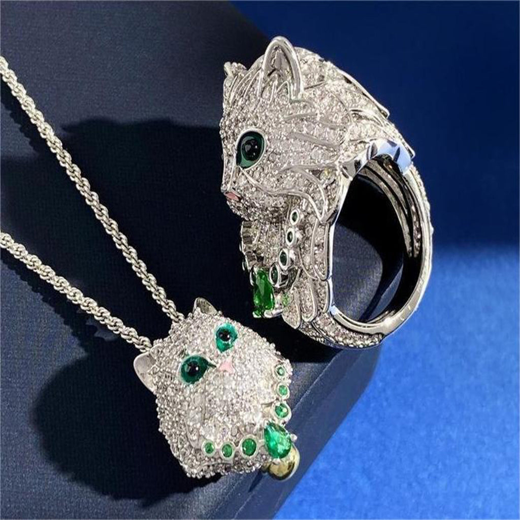 New Civet Emerald Ring Necklace