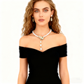 Emerald Diamond Pearl Necklace & Earring Set