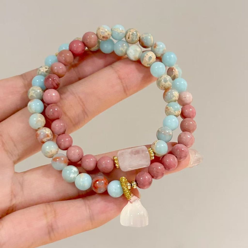 Pink Blue Stone Ballad Longevity Stone  Bracelet
