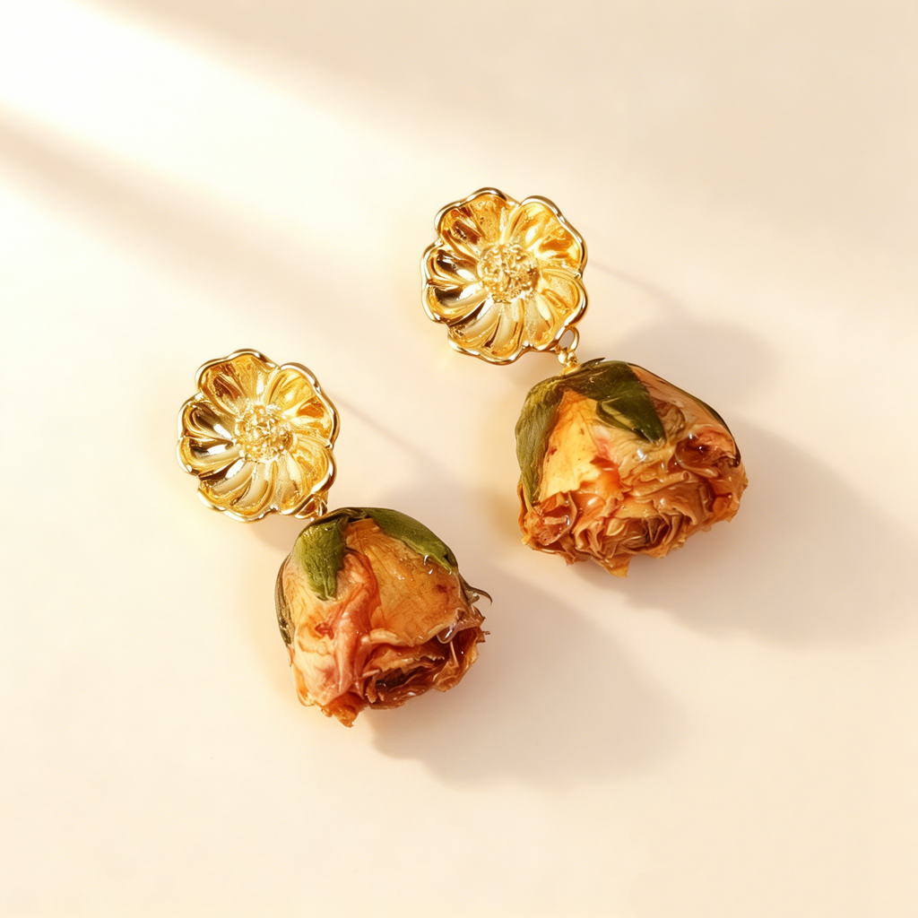 Handcrafted Yellow Rose Earrings