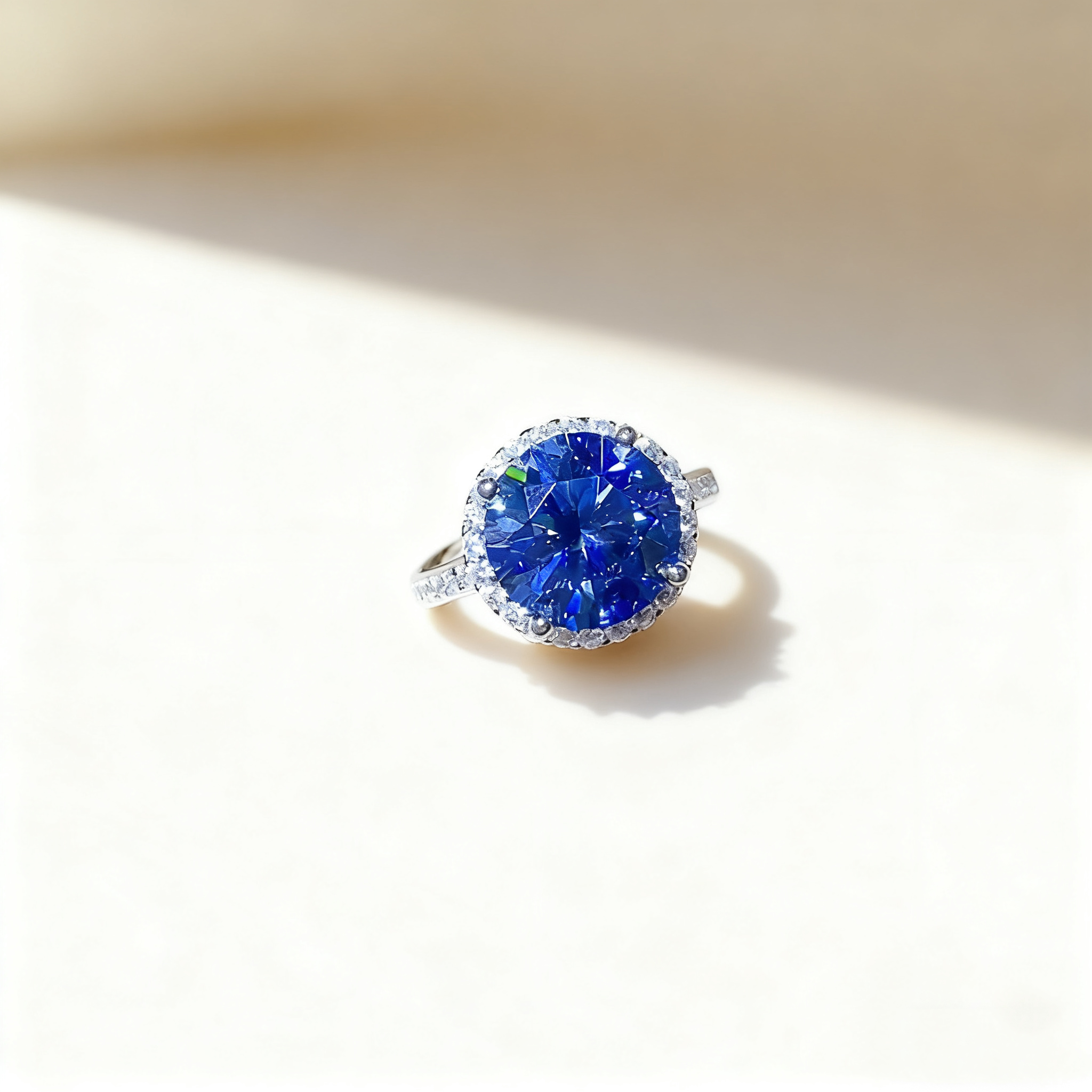 Blue Ocean Round-Cut Diamond Ring