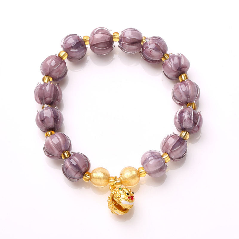 Purple lily of the valley flower lion bell bracelet