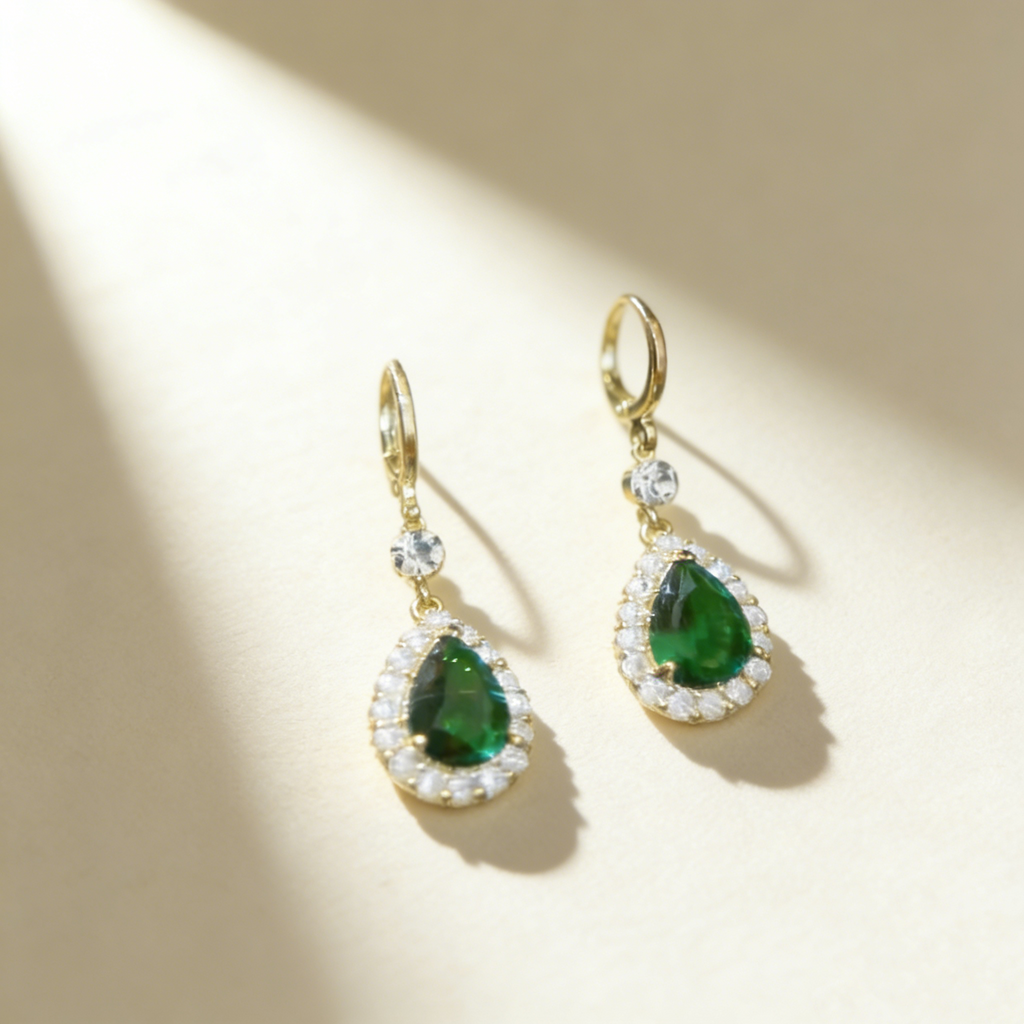 Waterdrop Green Gemstone Earrings