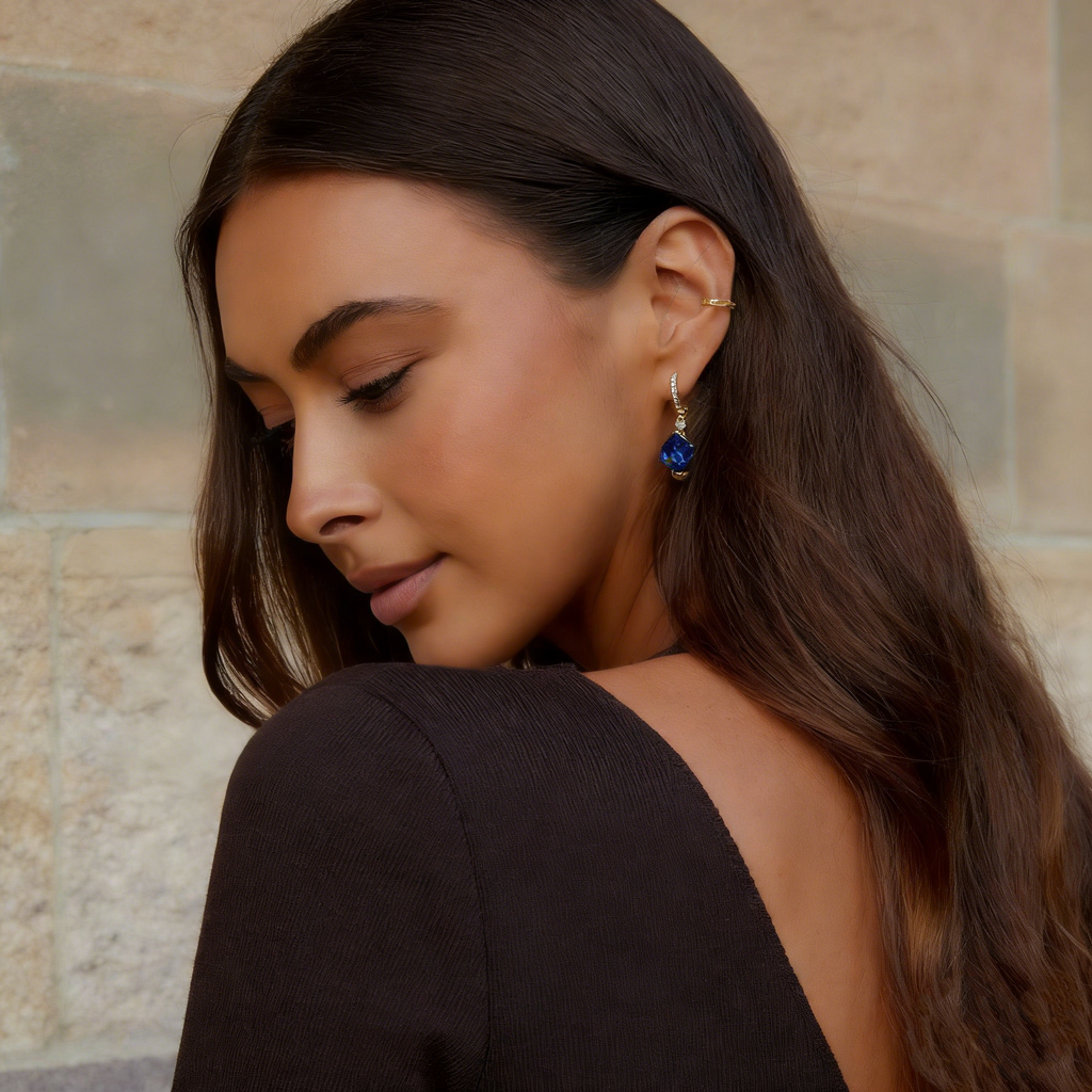 Natural Blue Crystal Tassel Earrings