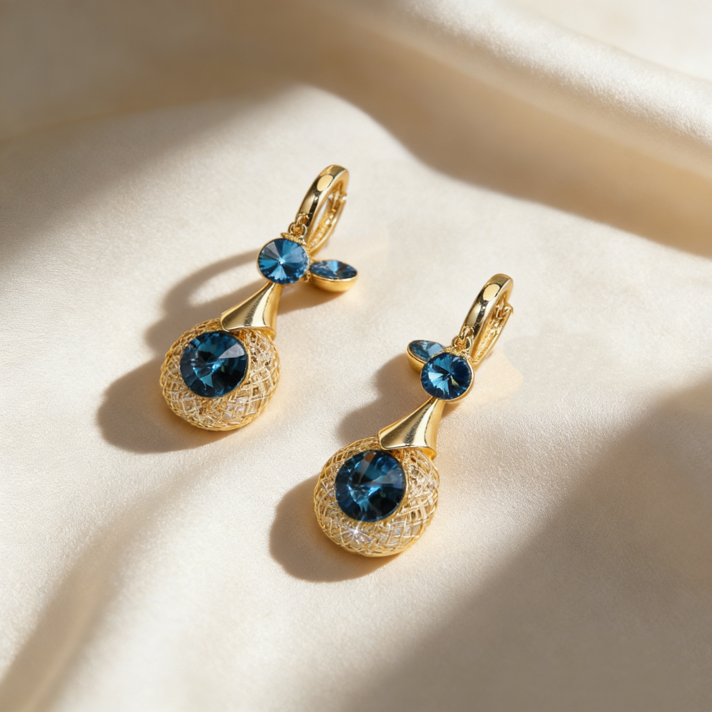 Natural Crystal Gold Wire Earrings