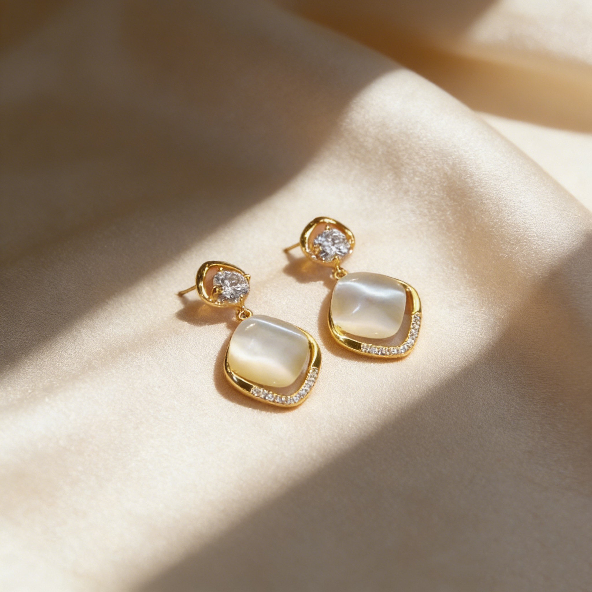Elegant Cat's Eye Pendant Earrings