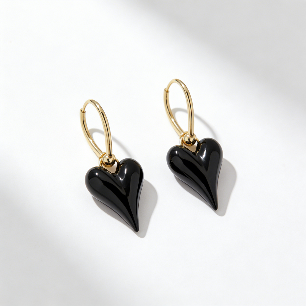 Elegant Enamel Heart Earrings