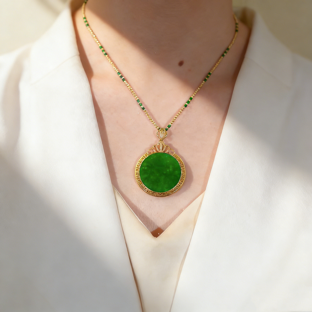 Jade Disc Pendant Necklace