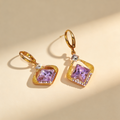 Natural Crystal Rhombus Earrings