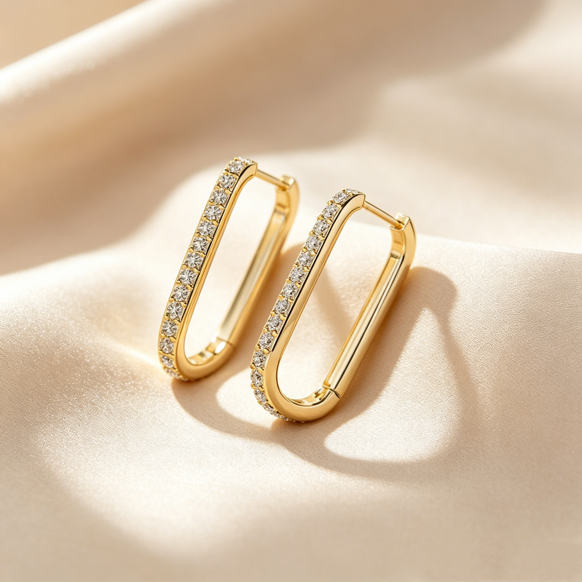 U-Shaped Pavé Hoop Earrings