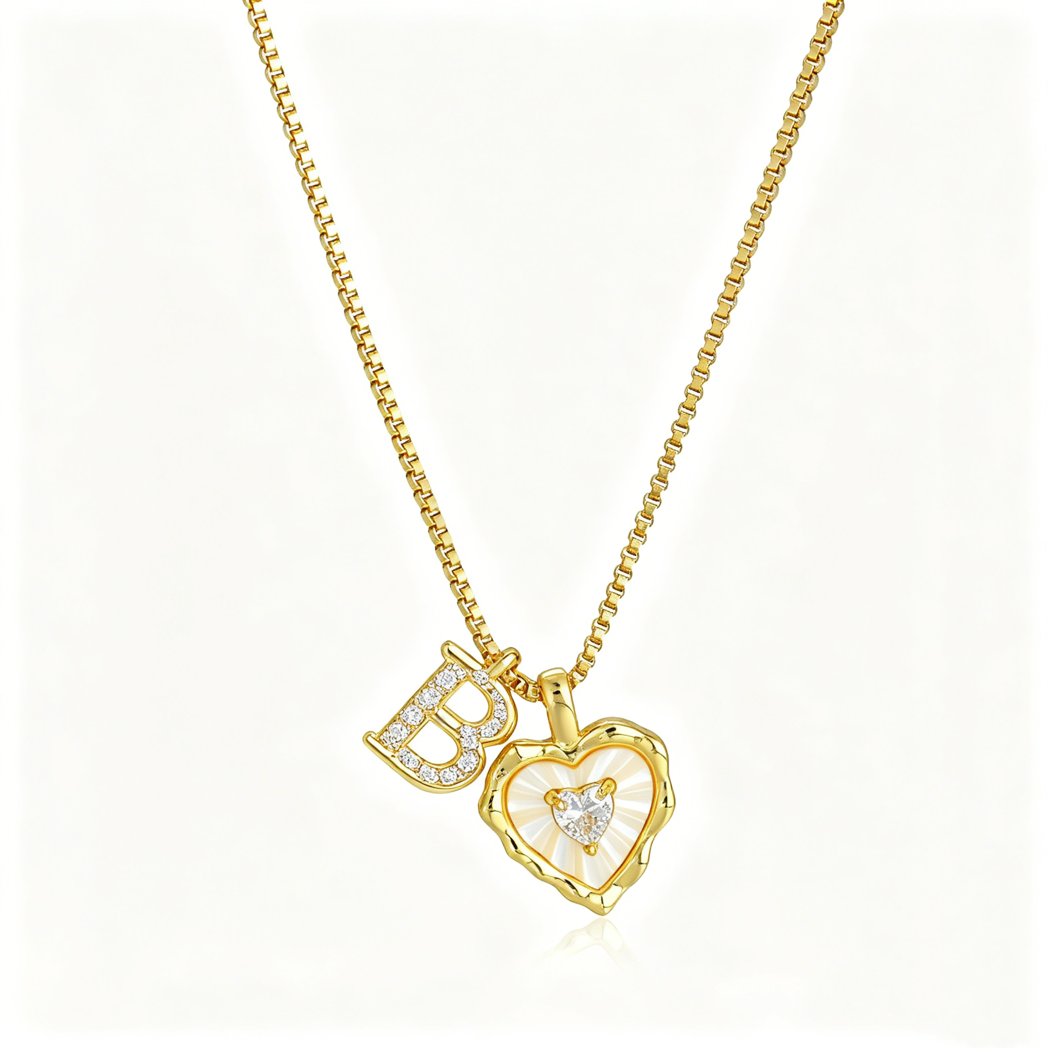 Personalized Pearl Heart Initial Necklace