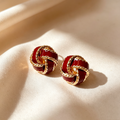 Vintage Knot Red Agate Stud Earrings
