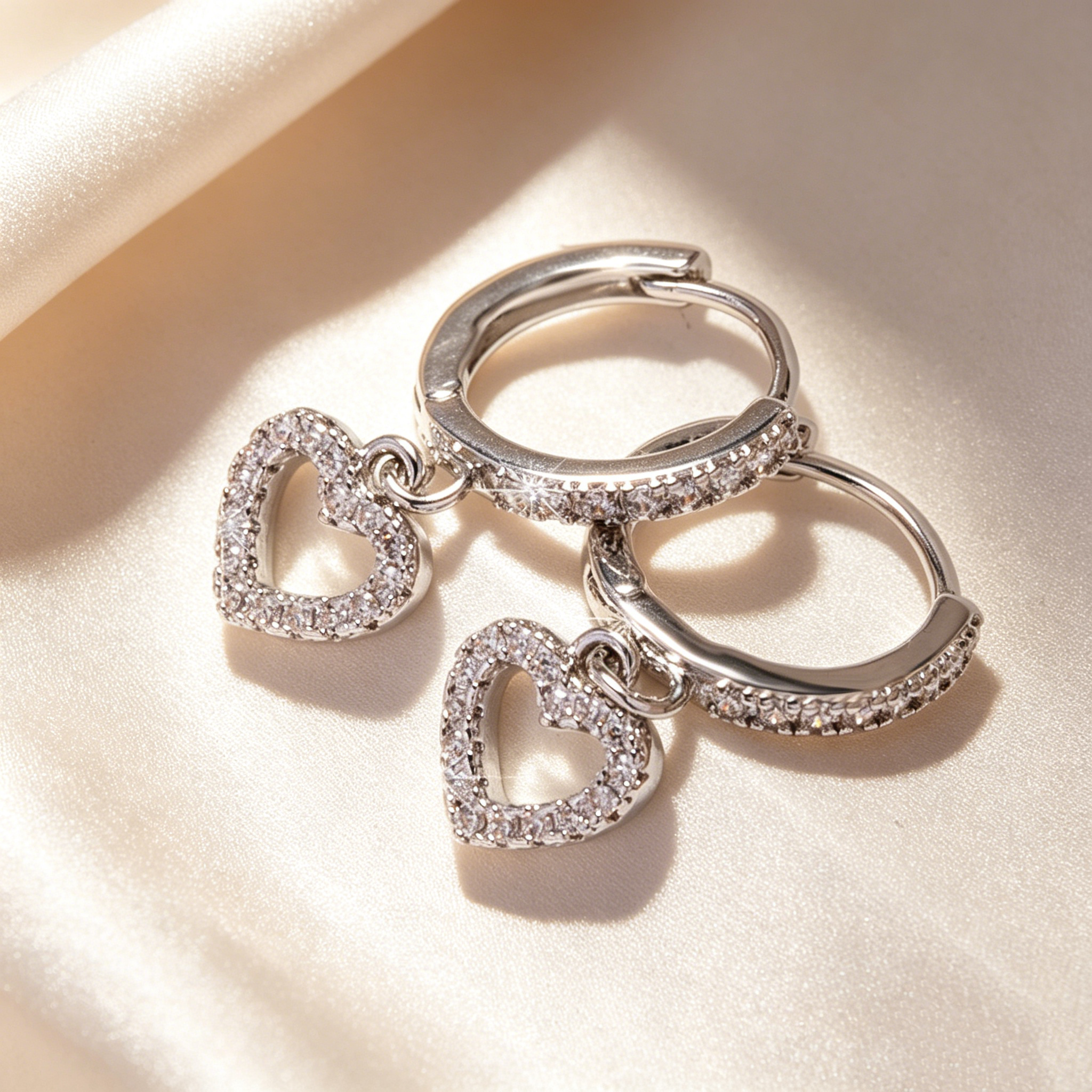 Pavé Heart Hoop Earrings