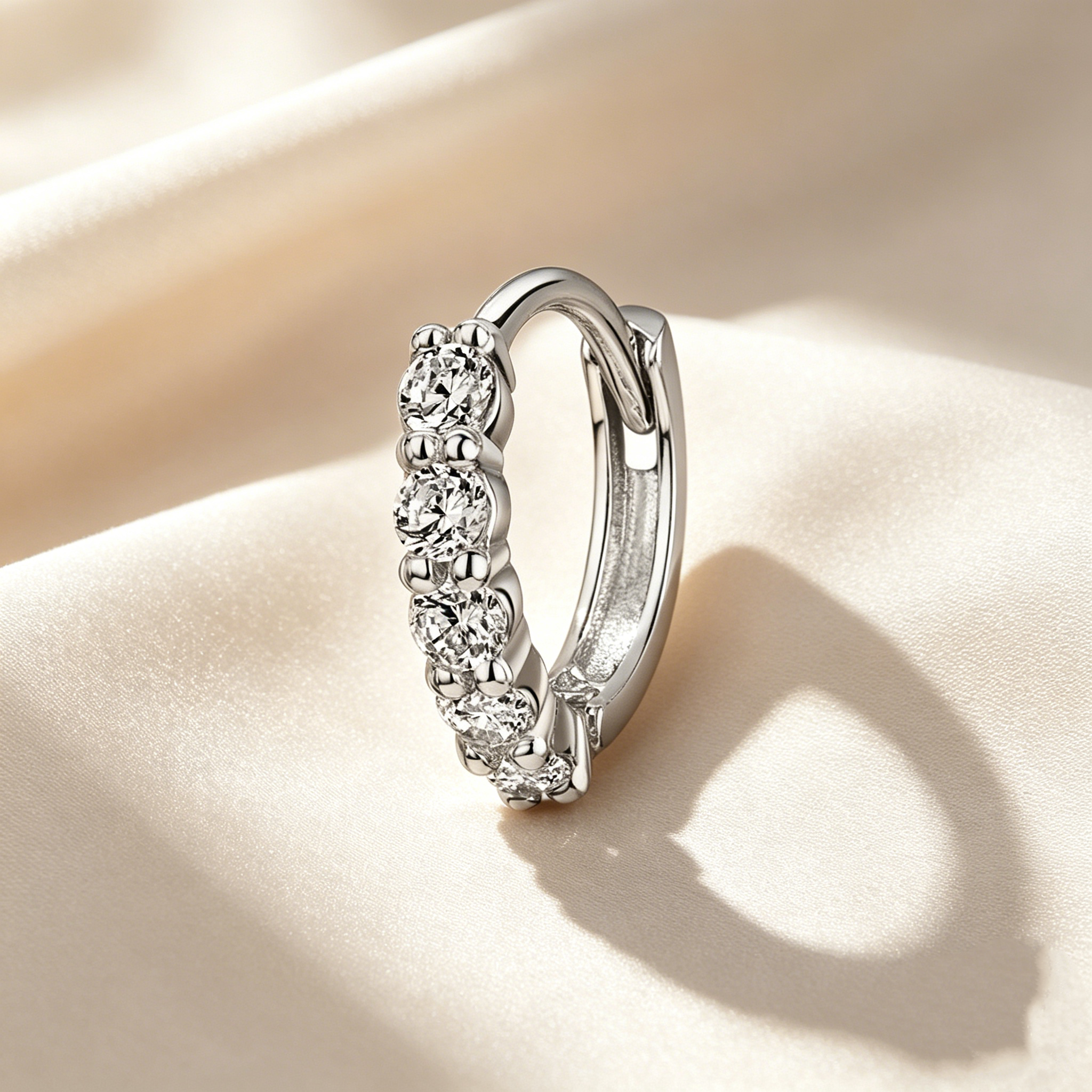 Radiant Five-Stone Pavé Hoop Earrings