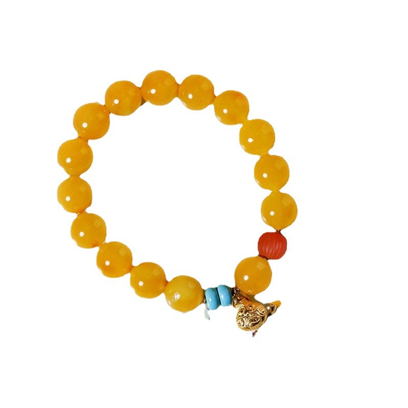 Gold Swallowing Beast Natural Beeswax Bracelet