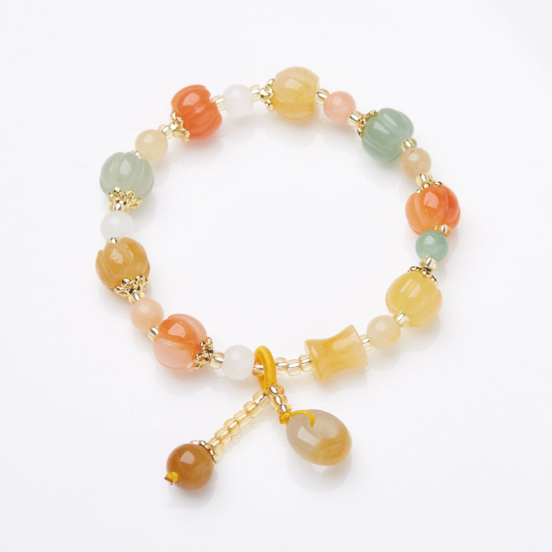 Colorful Peace Buckle Natural Emerald Jade Stone Bracelet