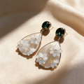 Elegant Shell Flower Drop Stud Earrings