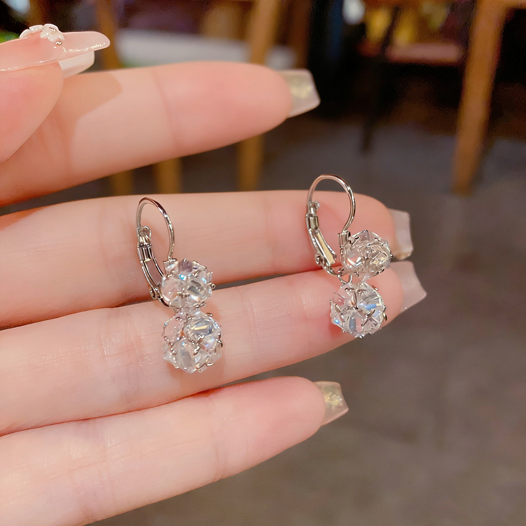 Double Crystal Sphere Earrings