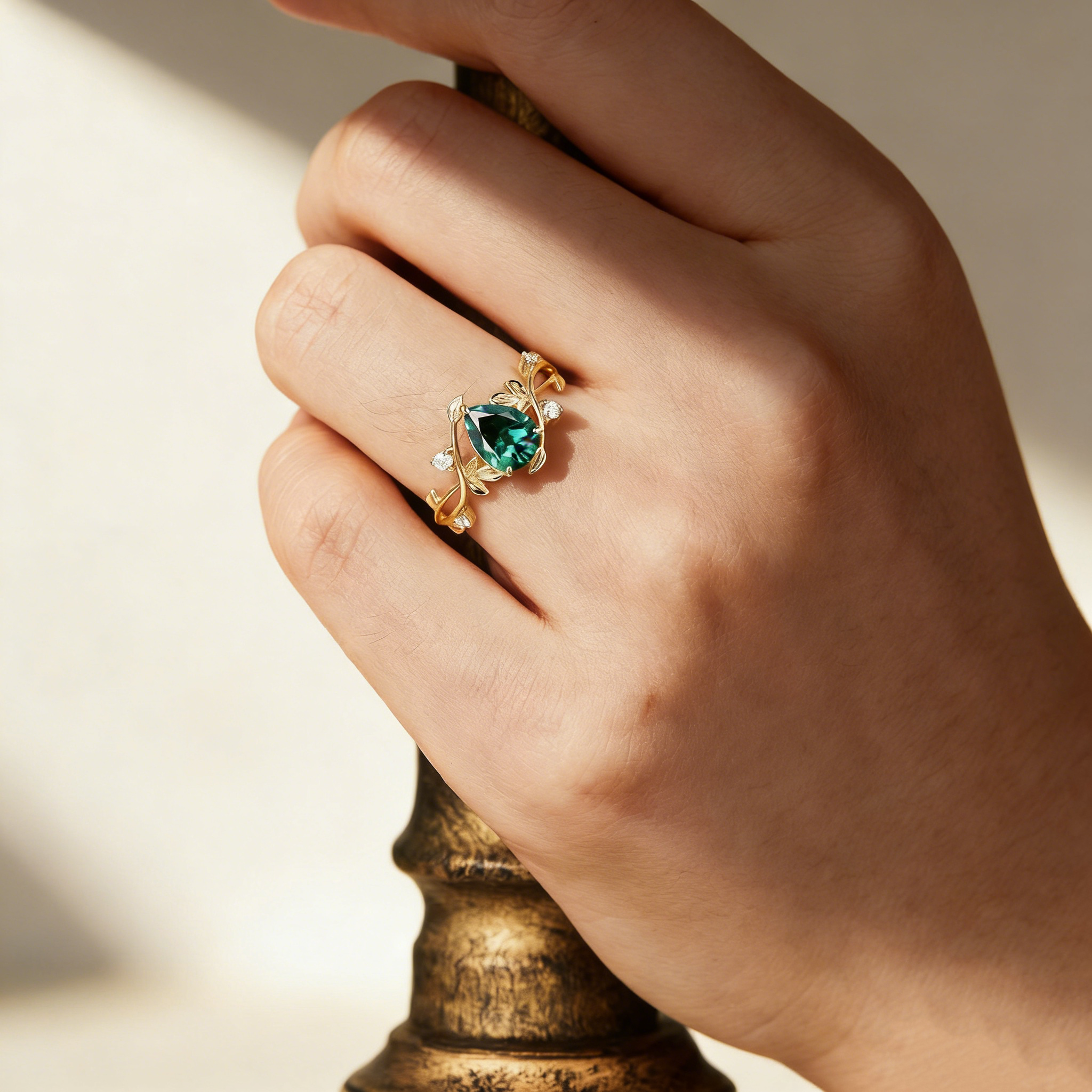 Natural Green Crystal Ring
