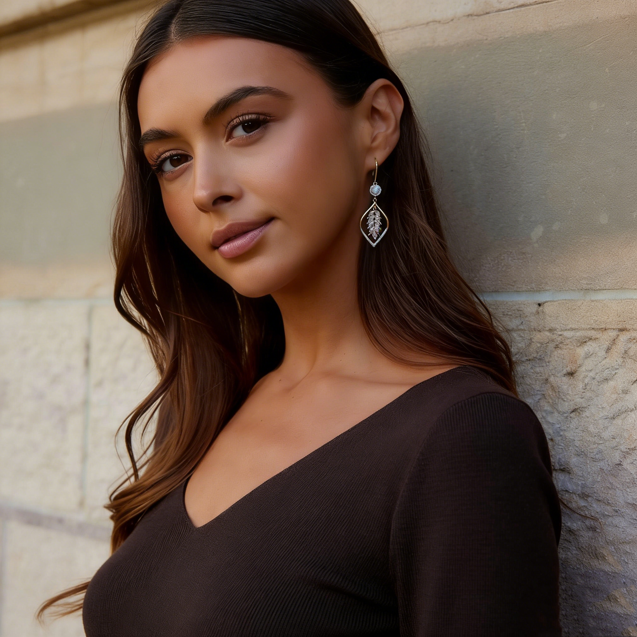 Elegant Leaf Pendant Earrings
