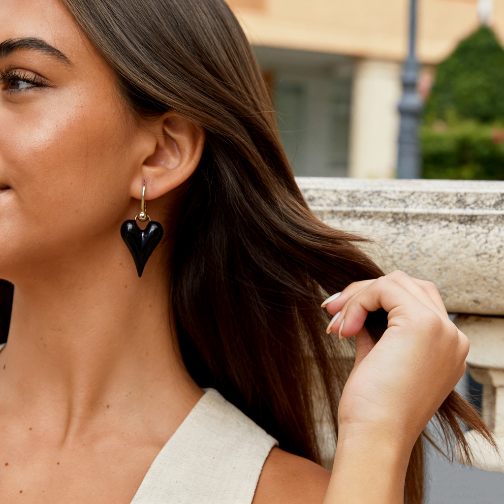 Elegant Enamel Heart Earrings