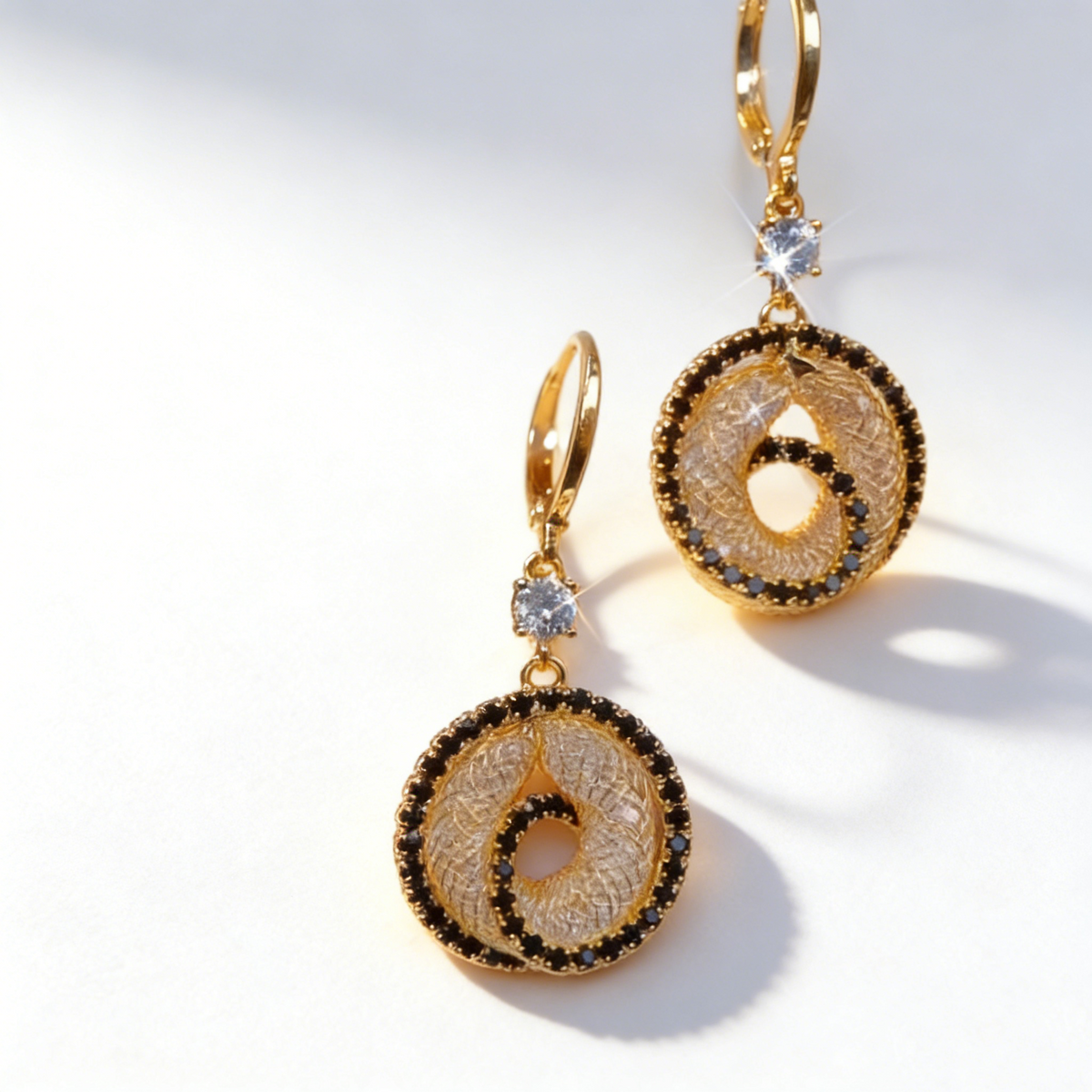Elegant Black Crystal Pendant Earrings