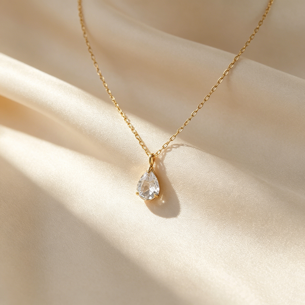Teardrop Moissanite Solitaire Necklace