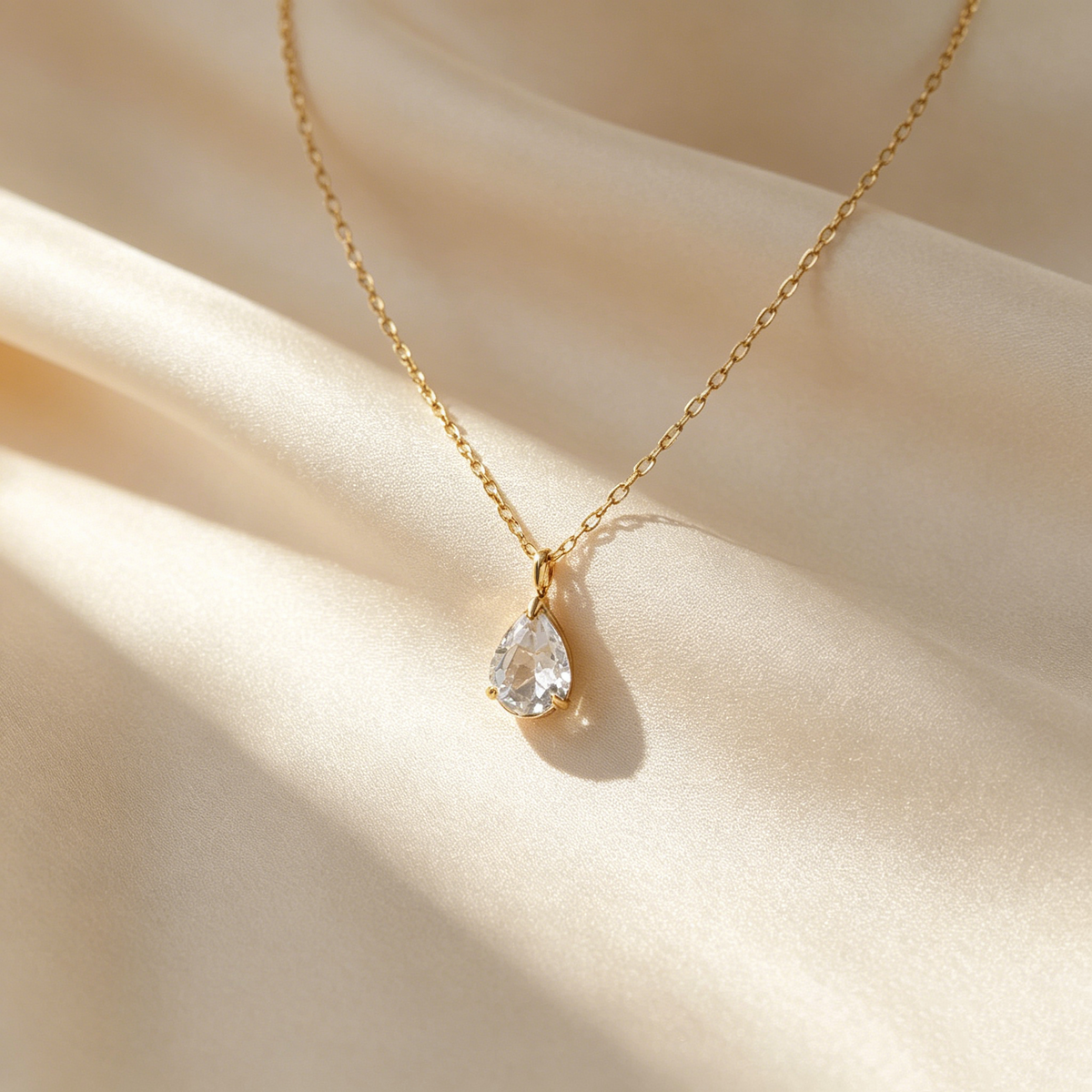 Teardrop Moissanite Solitaire Necklace