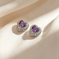 Heart Crystal Halo Stud Earrings