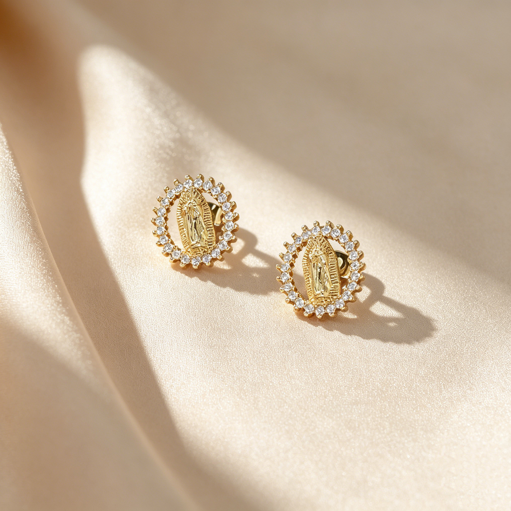 Virgin Maria Halo Stud Earrings