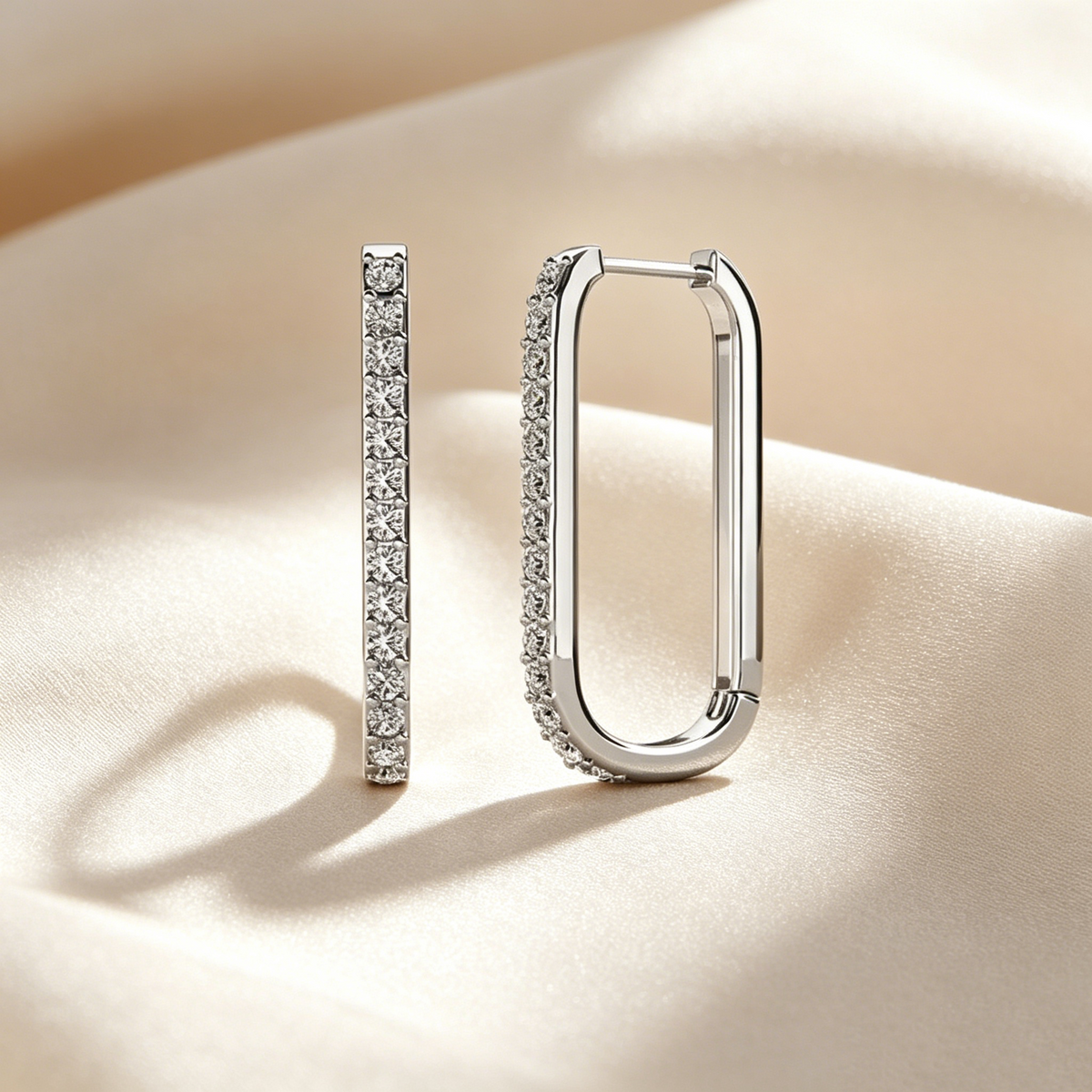 U-Shaped Pavé Hoop Earrings