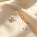Pavé Heart Tassel Threader Earrings