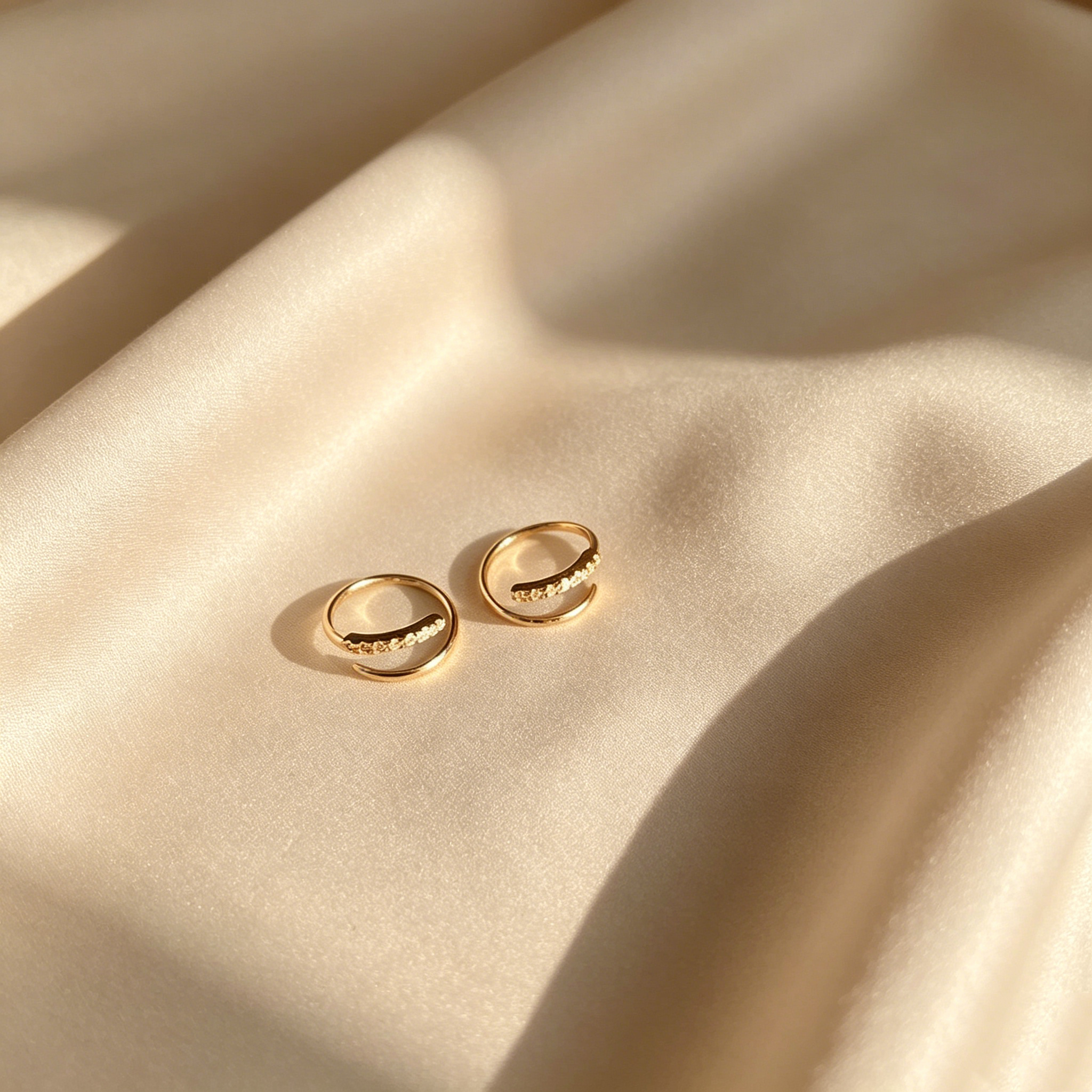Sparkling Hoop Earrings &  Wave Ear Cuff Set